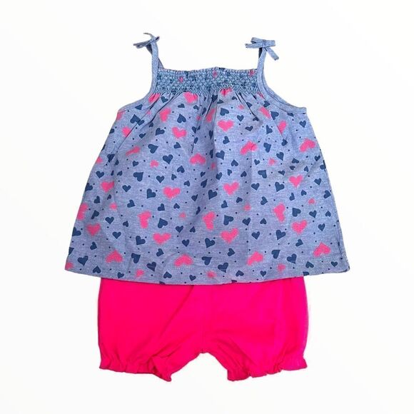 BON BEBE | Blue & Fuchsia | Chambray Dress Set with Diaper Cover - Picture 3 of 5